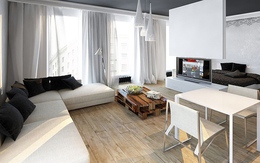 Căn hộ 50m2 với hai tông màu đen trắng