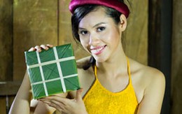 Xem Á hậu Hoàng My làm bánh chưng, bánh tét