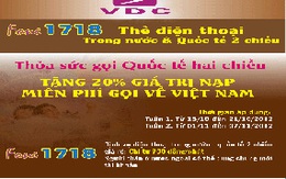 Fone1718: Miễn phí gọi về Việt Nam & tặng 20% giá trị nạp