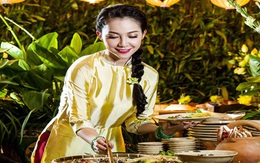 Linh Nga đài các trong thiết kế áo dài cách điệu của em gái nhạc sĩ Trịnh Công Sơn