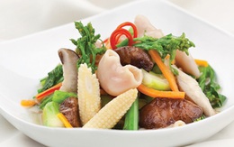 Ngồng cải xào bao tử cá basa