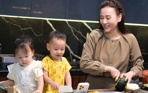 Phương Oanh gây chú ý khi cùng cặp song sinh nấu ăn, đón mùa thu Hà Nội