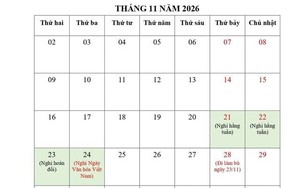 Thông tin chính thức về lịch nghỉ Ngày Văn hóa Việt Nam và Tết Dương lịch 2027: Nghỉ 4 ngày