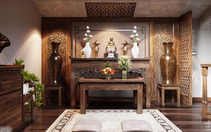 Cách bố trí nơi thờ ở phòng khách vừa đảm bảo thẩm mỹ lại trang nghiêm, giữ tài lộc cho gia chủ