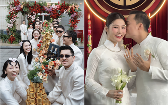 Dàn phù dâu 'cực phẩm' gây chú ý trong lễ ăn hỏi Diễm My 9X và doanh nhân Vinh Nguyễn