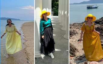 Style đi biển của 'mẹ chồng' Khả Ngân