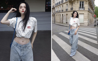 Hương Giang khoe vòng eo con kiến trên đường phố Paris