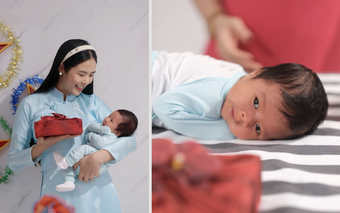 Biểu cảm đáng yêu của quý tử 1 tháng tuổi nhà Ngọc Hân