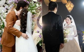 Đám cưới nữ chính phim 'Cha tôi người ở lại': Cô dâu bật khóc xúc động bên chú rể điển trai