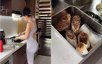 Á hậu Việt thảnh thơi nấu ăn trong căn nhà hàng chục tỷ: Toàn món ngon chị em tham khảo cho gia đình dịp nghỉ lễ