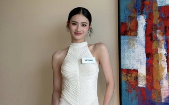 Nàng hậu quê Bình Định diện váy trắng khoe đường cong quyến rũ tại Miss World 2025