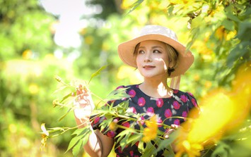 NSND Thu Quế khoe sắc bên hoa dã quỳ ở Hà Nội 