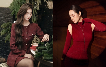 Nữ chính phim 'Cách em 1 milimet' đón giáng sinh với trang phục màu đỏ ngọt ngào