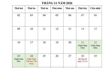Thông tin chính thức về lịch nghỉ Ngày Văn hóa Việt Nam và Tết Dương lịch 2027: Nghỉ 4 ngày