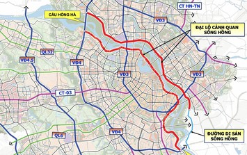 Hà Nội: Quy hoạch trục đại lộ cảnh quan 10 làn hai bên sông Hồng, xây thêm 5 cây cầu kết nối