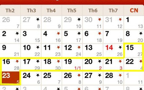 Hoán đổi ngày lễ, nghỉ Tết 2015 như thế nào?