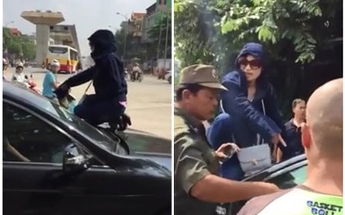 Bắt quả tang chồng ngoại tình, vợ nhảy lên nóc capo đánh ghen