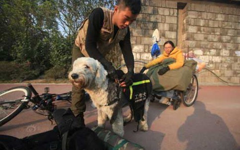 Tình yêu cảm động của chàng trai kéo xe lăn đưa bạn gái đi khắp nơi