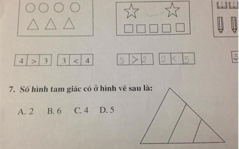 Bài toán lớp 1 tìm tam giác khiến các ông bố đau đầu