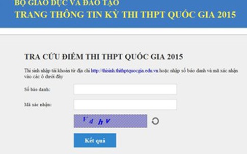 Tra cứu điểm thi THPT Quốc gia 2015 tại đây