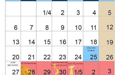 Chính thức thông báo lịch nghỉ lễ dài 6 ngày