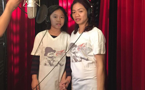 Vợ và con gái Trần Lập đi thu âm ca khúc của chồng