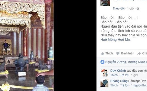 Sự thật hình ảnh chàng trai ngồi tạo dáng trên ngai vàng triều Nguyễn
