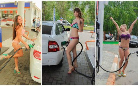 Đua nhau mặc bikini để nhận xăng miễn phí