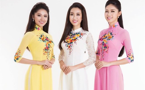 Hoa hậu Đỗ Mỹ Linh và hai Á hậu mặc áo dài pastel đẹp dịu dàng