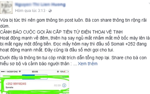 Cảnh báo "cuộc gọi ăn cắp tiền từ điện thoại vệ tinh"