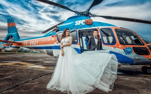 Em gái Huỳnh Phúc Điền chụp ảnh cưới trên trực thăng