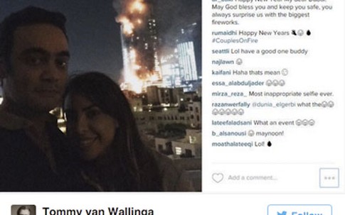 Đôi nam nữ "gây bão" vì selfie bên khách sạn Dubai bốc cháy