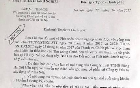 Phó Chủ nhiệm VP Chính phủ gửi công văn hỏa tốc chỉ ra những sai phạm trong vụ cổ phần hóa HACINCO