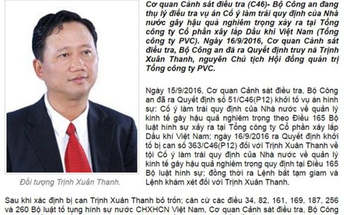 Quá trình “mất tích” đầy bí ẩn của Trịnh Xuân Thanh