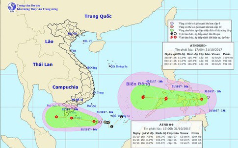 Hai áp thấp nhiệt đới sắp "đổ bộ" vào Nam Bộ