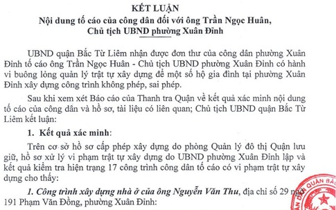 Chủ tịch phường Xuân Đỉnh “dính” hàng loạt sai phạm