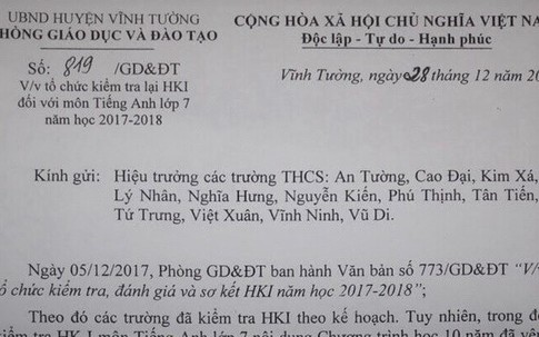 Đề vượt chương trình, 12 trường phải kiểm tra lại