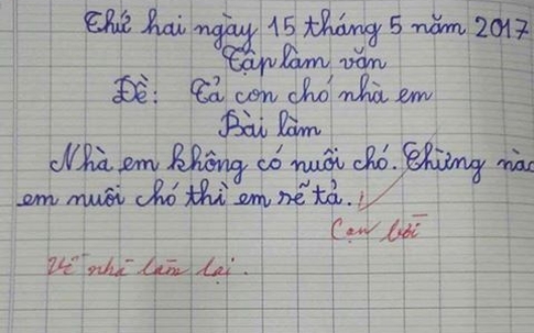 Bật cười bài văn bá đạo của em bé khiến cô giáo "cạn lời"