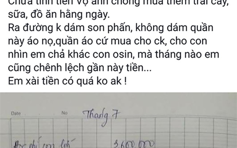 Bảng chi tiêu của gia đình "tính sơ" hết hơn 40 triệu/tháng, riêng tiền ăn hết 9 triệu gây sốt