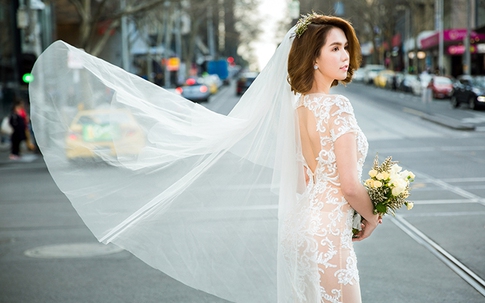 Ngọc Trinh quyến rũ với váy cưới của Đỗ Long