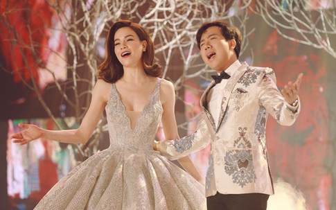 Hồ Ngọc Hà mặc lộng lẫy song ca với Trấn Thành