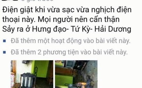 Sự thật thông tin người dân Hải Dương sạc điện thoại bị điện giật cháy đen, tử vong