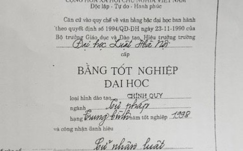 Thu hồi bằng ĐH Luật của nữ thẩm phán dùng bằng THPT giả