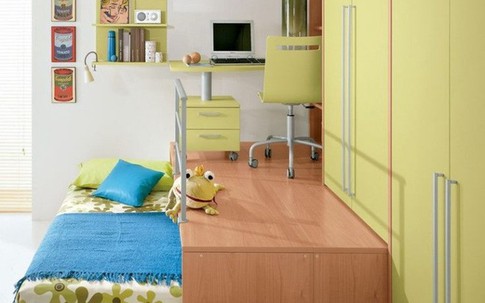 Giường giật cấp:  Vừa tạo vẻ đẹp ấn tượng vừa mang đến nhiều chức năng hữu ích cho phòng của bé