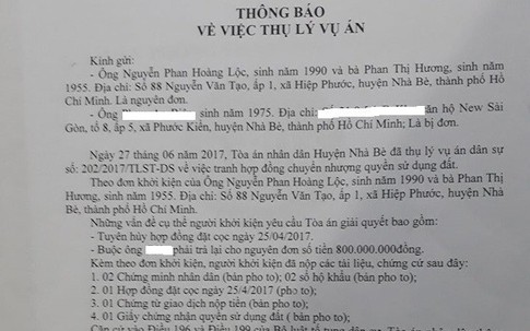 Tranh cãi về tư cách nguyên đơn trong vụ án tranh chấp hợp đồng đặt cọc mua bán đất