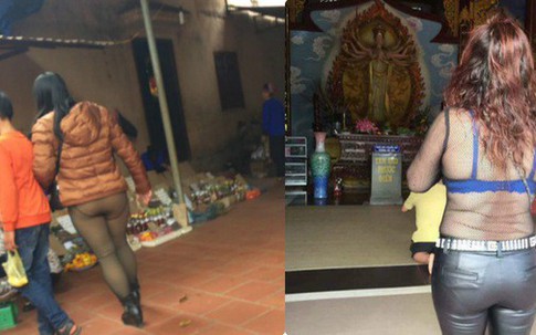 Mặc "nhầm" quần khi đi chùa, cô gái bị dân mạng phê bình dữ dội