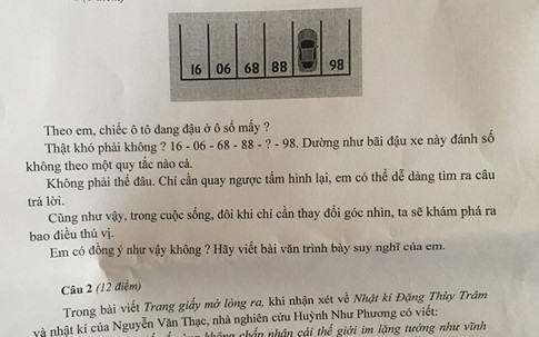 Câu hỏi Toán vào đề thi học sinh giỏi Ngữ văn ở Sài Gòn