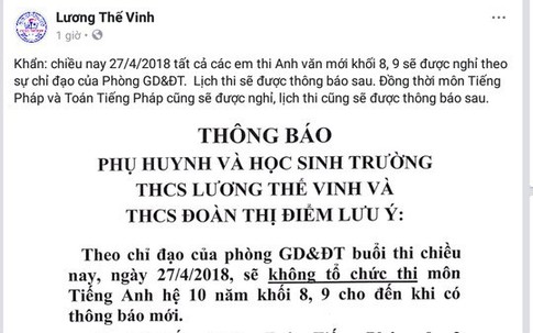 Chuyên viên gửi nhầm đáp án, học sinh lớp 8, 9 toàn Cần Thơ 'ôm hận'