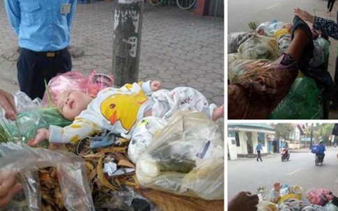 Hà Nội: Phát hiện bé trai kháu khỉnh bị “vứt” trên xe rác