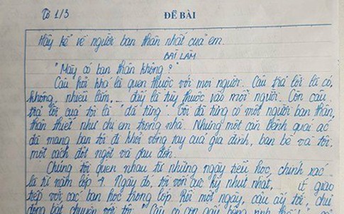 Bài văn điểm 10 về bạn thân khiến nhiều người rơi nước mắt